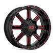 XD Wheels XD838 Mammoth 20x10 Gloss Black Milled w/Red Tint -18mm ET 125.1mm CB 8x170 wheel