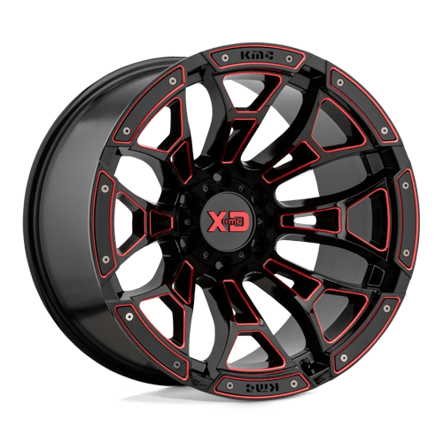 XD Wheels XD841 Boneyard 20x10 Gloss Black Milled w/Red Tint -36mm ET 125.1mm CB 8x165.1 wheel
