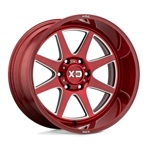 XD Wheels XD844 Pike 20x10 Brushed Red w/Milled Accents -18mm ET 71.5mm CB 5x127 wheel