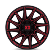 XD Wheels XD867 Specter 20x10 Gloss Black w/Red Tint -18mm ET 87.1mm CB 6x135 wheel