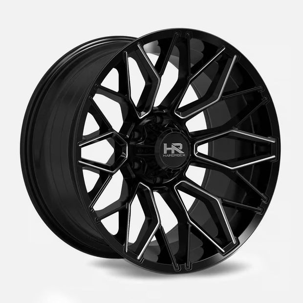 Hardrock Offroad Xcentric Xposed 22x12 Gloss Black Milled -51mm ET 124.3mm CB 8x180 wheel