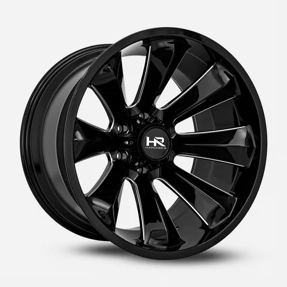 Hardrock Offroad Xplosive Xposed 22x12 Gloss Black Milled -51mm ET 124.3mm CB 8x180 wheel