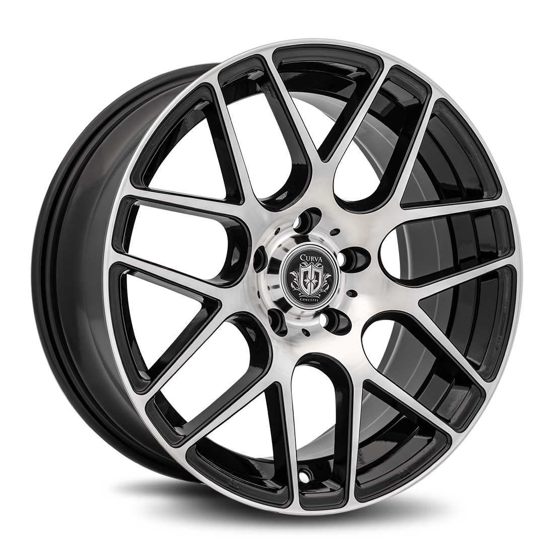 Curva C7 18x8 Gloss Black Machine Face wheel