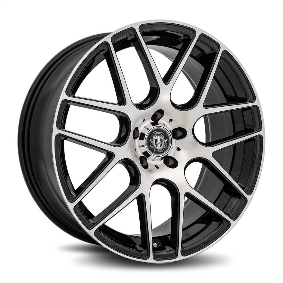 Curva C7 20x8.5 Gloss Black Machine Face wheel