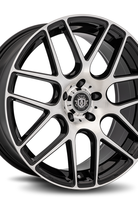Curva C7 20x9.5 Gloss Black Machine Face wheel