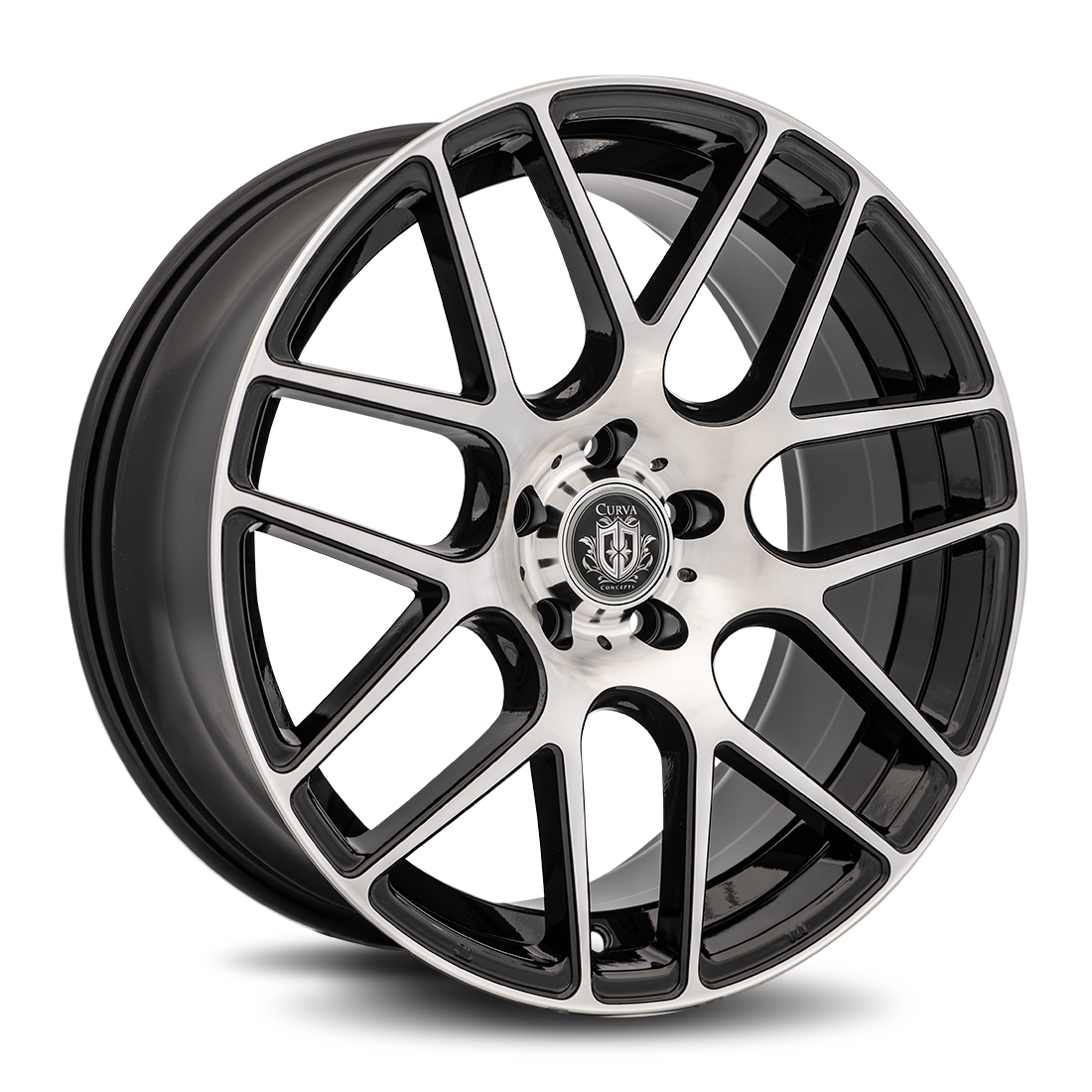 Curva C7 19x8.5 Gloss Black Machine Face wheel