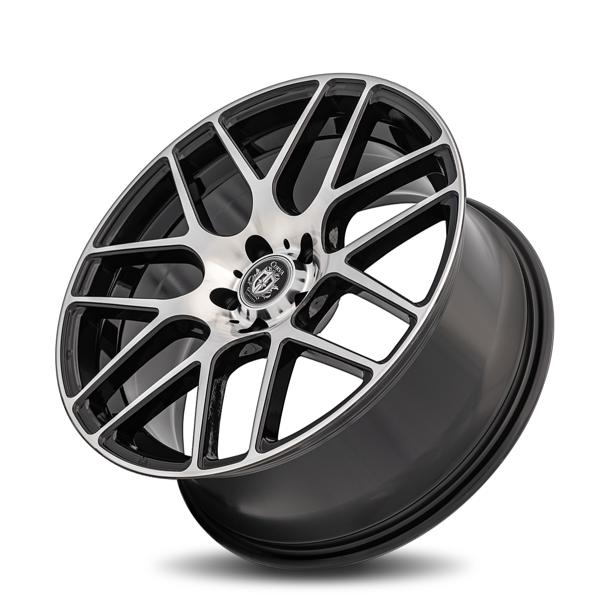 Curva C7 19x9.5 Gloss Black Machine Face wheel