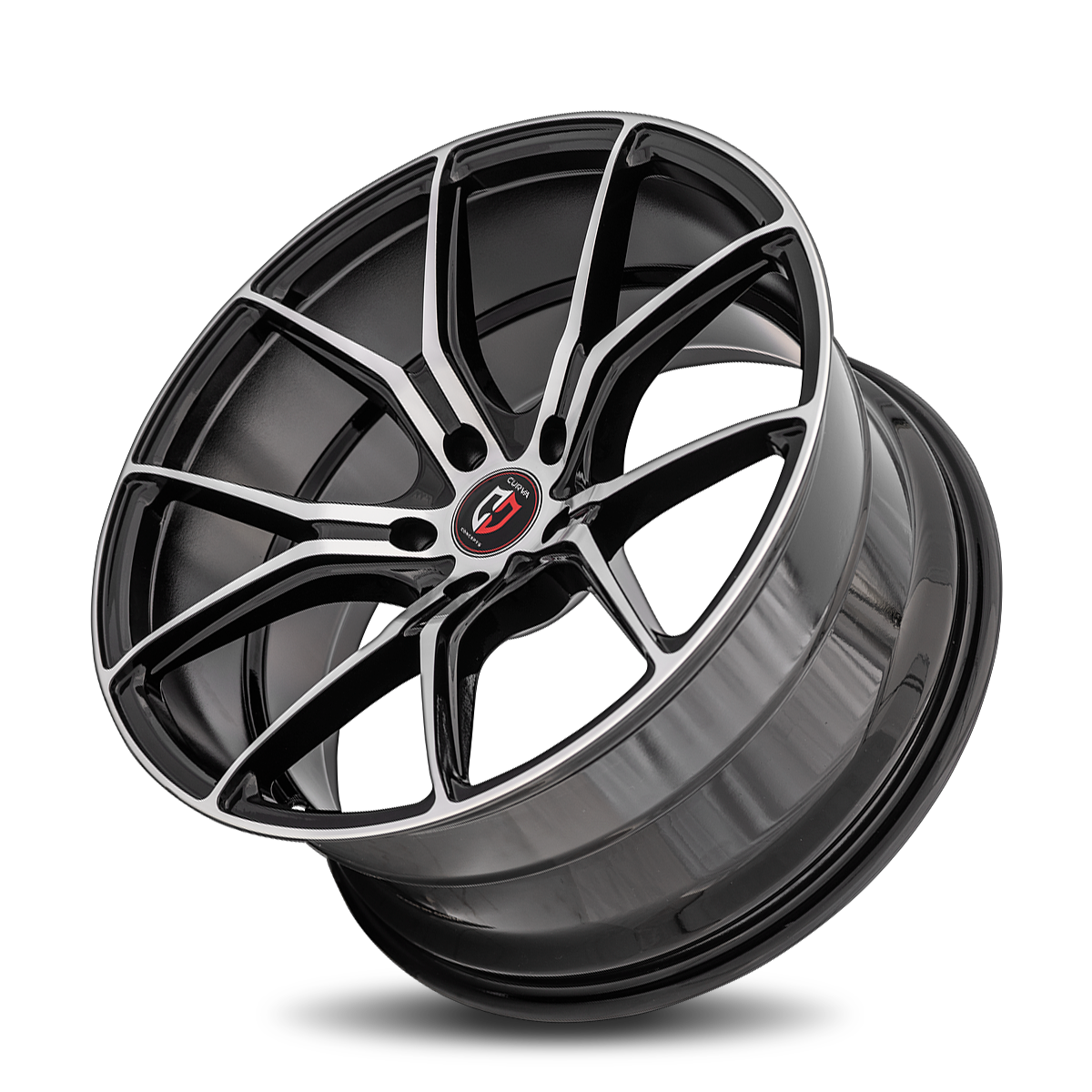 Curva C42 20x8.5 Gloss Black Machine Face wheel