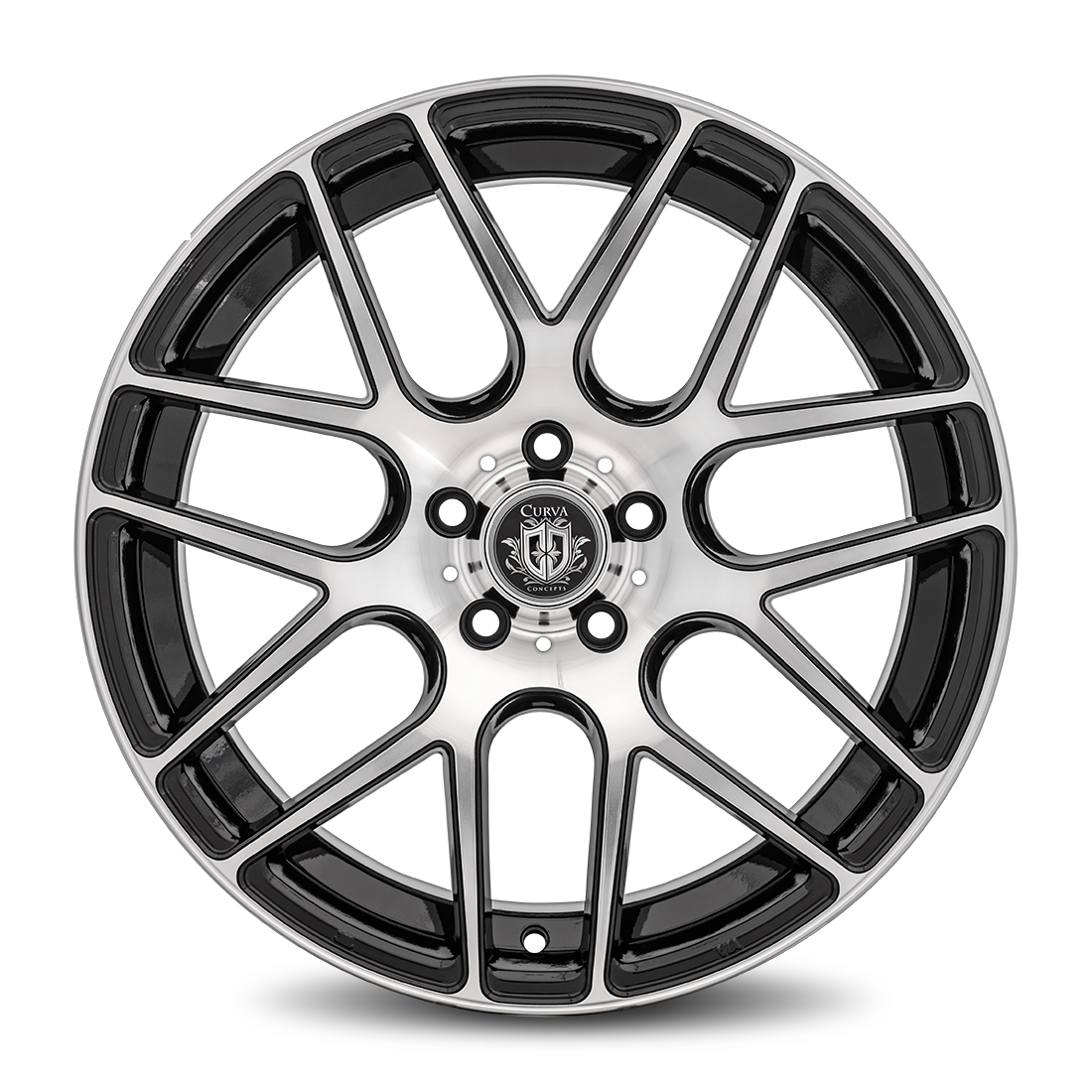 Curva C7 19x8.5 Gloss Black Machine Face wheel