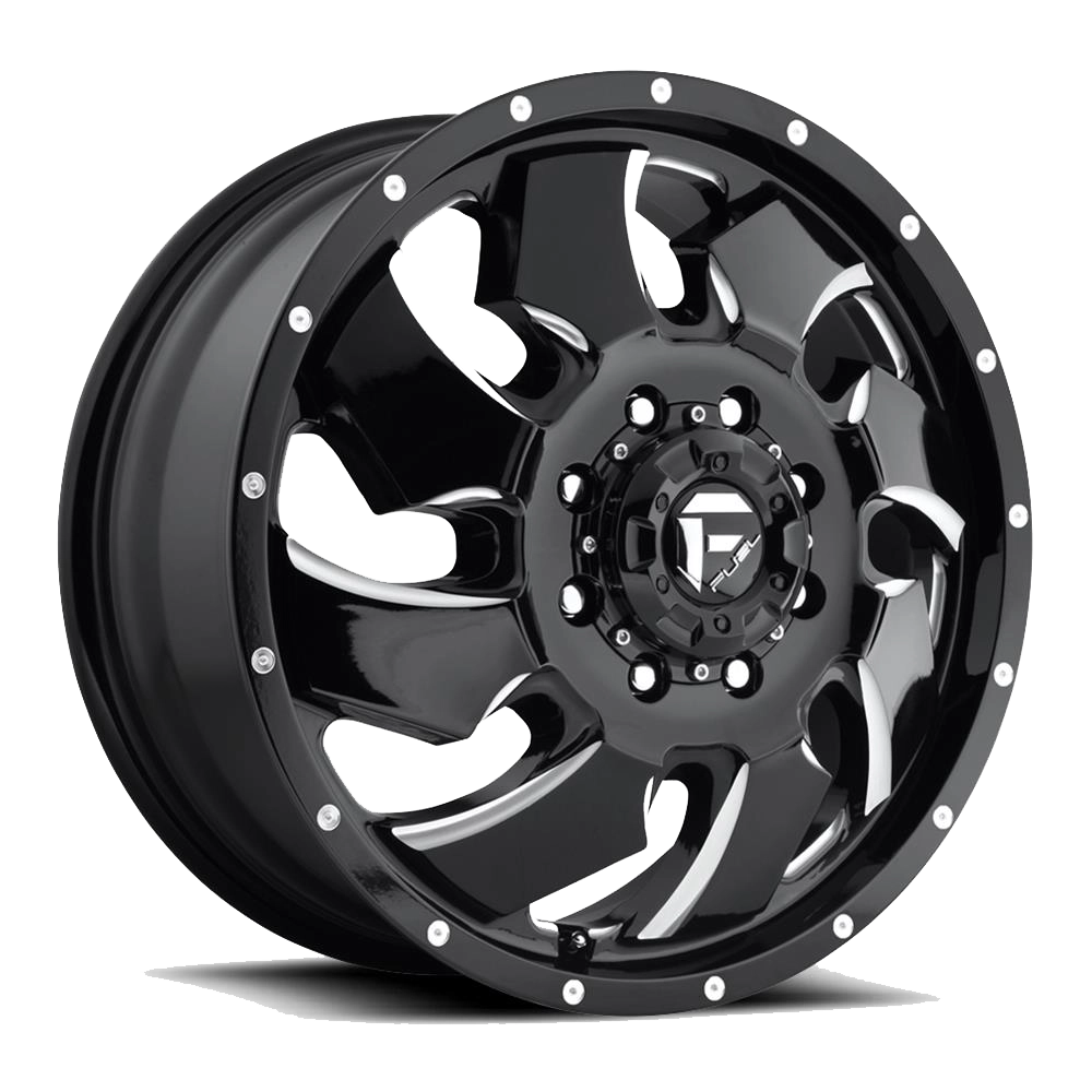 Fuel Wheels D574 Cleaver Dually-Rear Outer 20x8.25 Gloss Black Milled -221mm ET 154.3mm CB 8x210