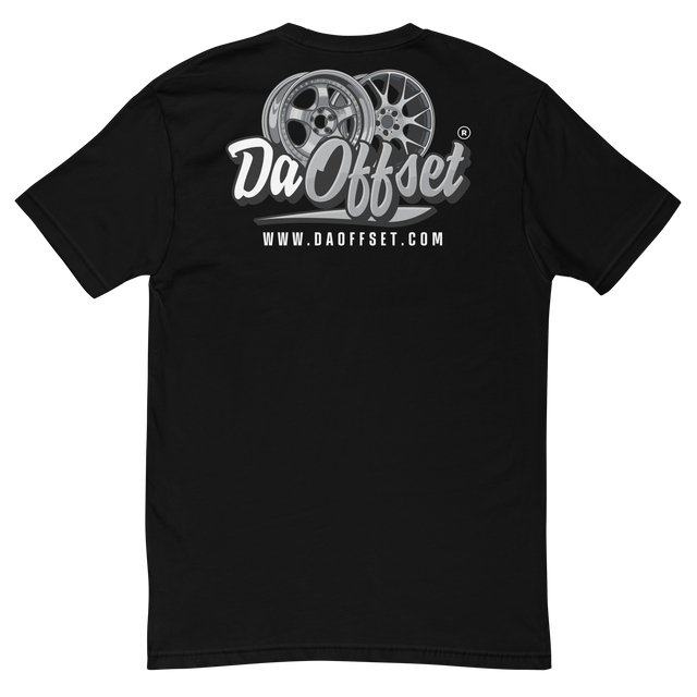 Da Offset mens fitted t-shirt in black, back view