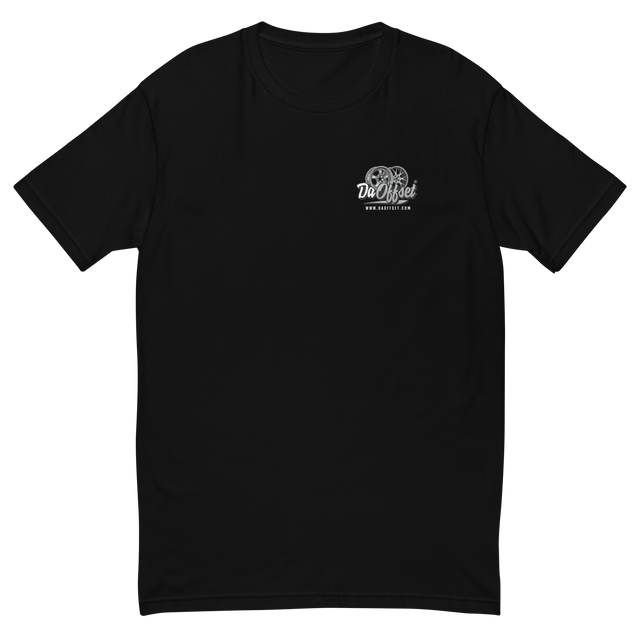 Da Offset mens fitted t-shirt in black, front view