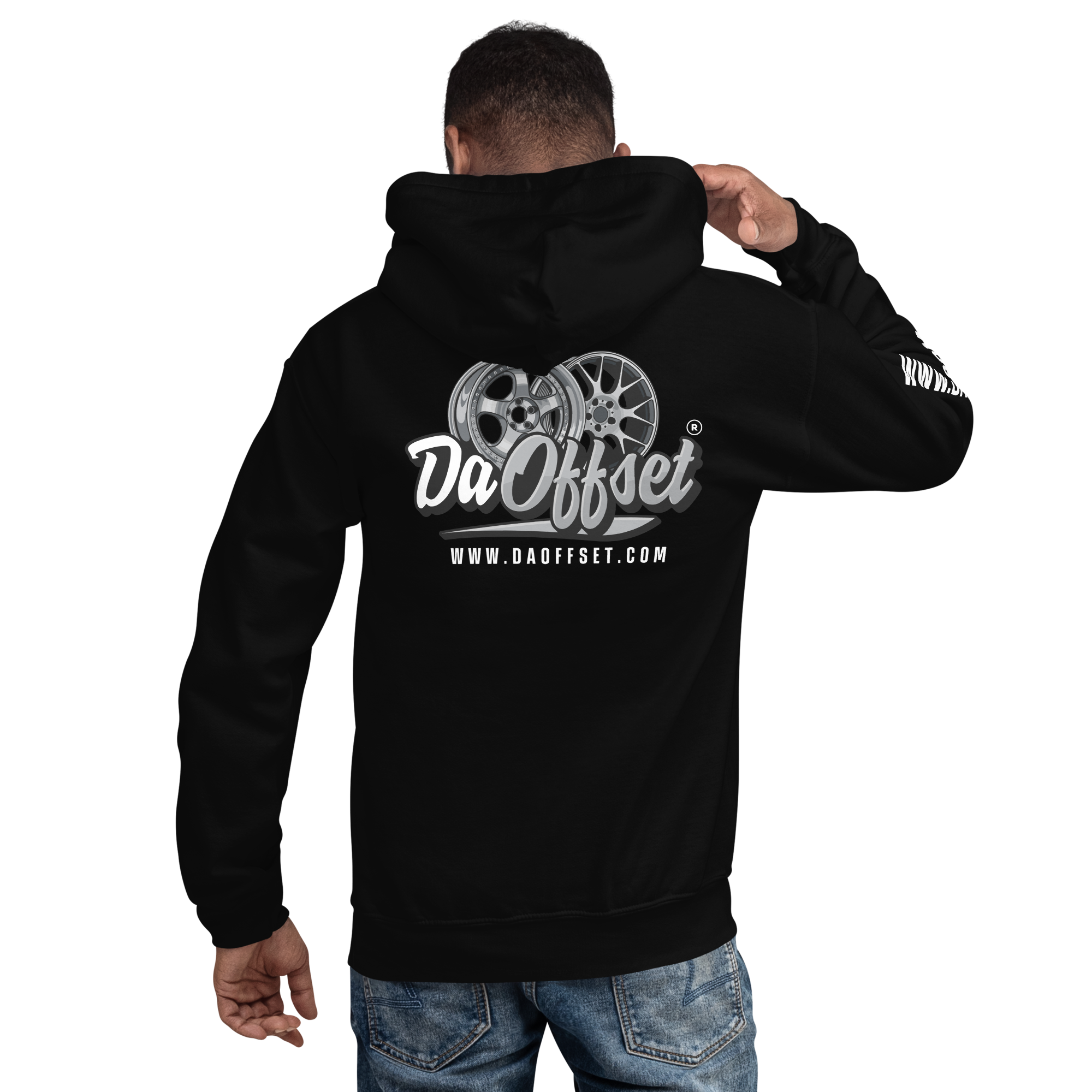 Da Offset unisex heavy blend hoodie in black, back view