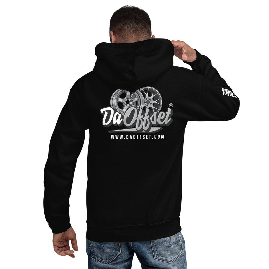 Da Offset unisex heavy blend hoodie in black, back view