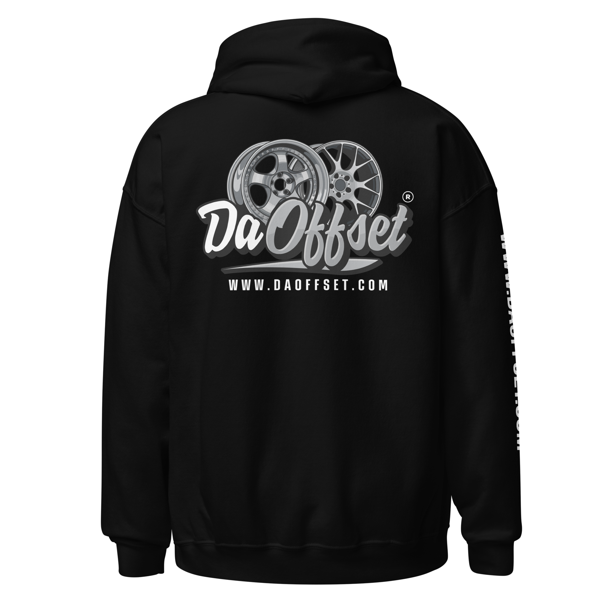 Da Offset unisex heavy blend hoodie in black, back view