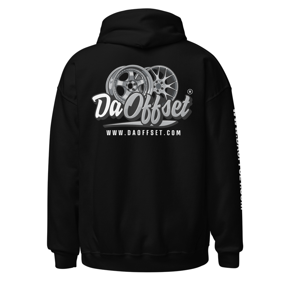 Da Offset unisex heavy blend hoodie in black, back view