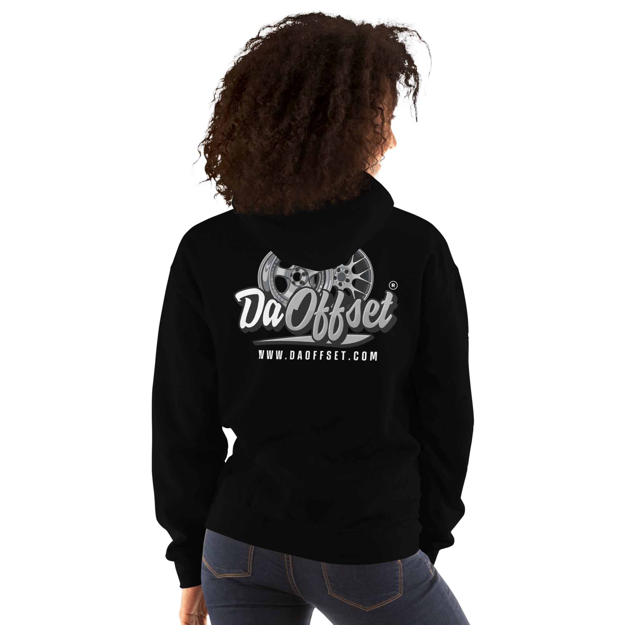Da Offset unisex heavy blend hoodie in black, back view