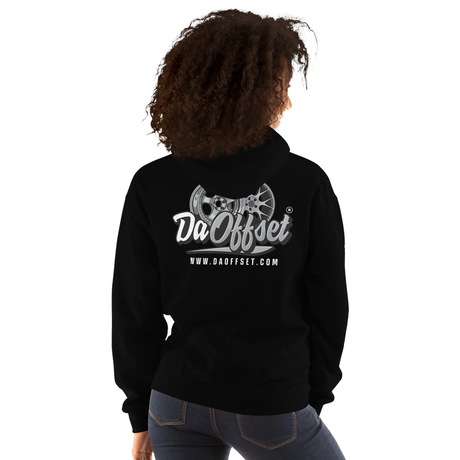 Da Offset unisex heavy blend hoodie in black, back view