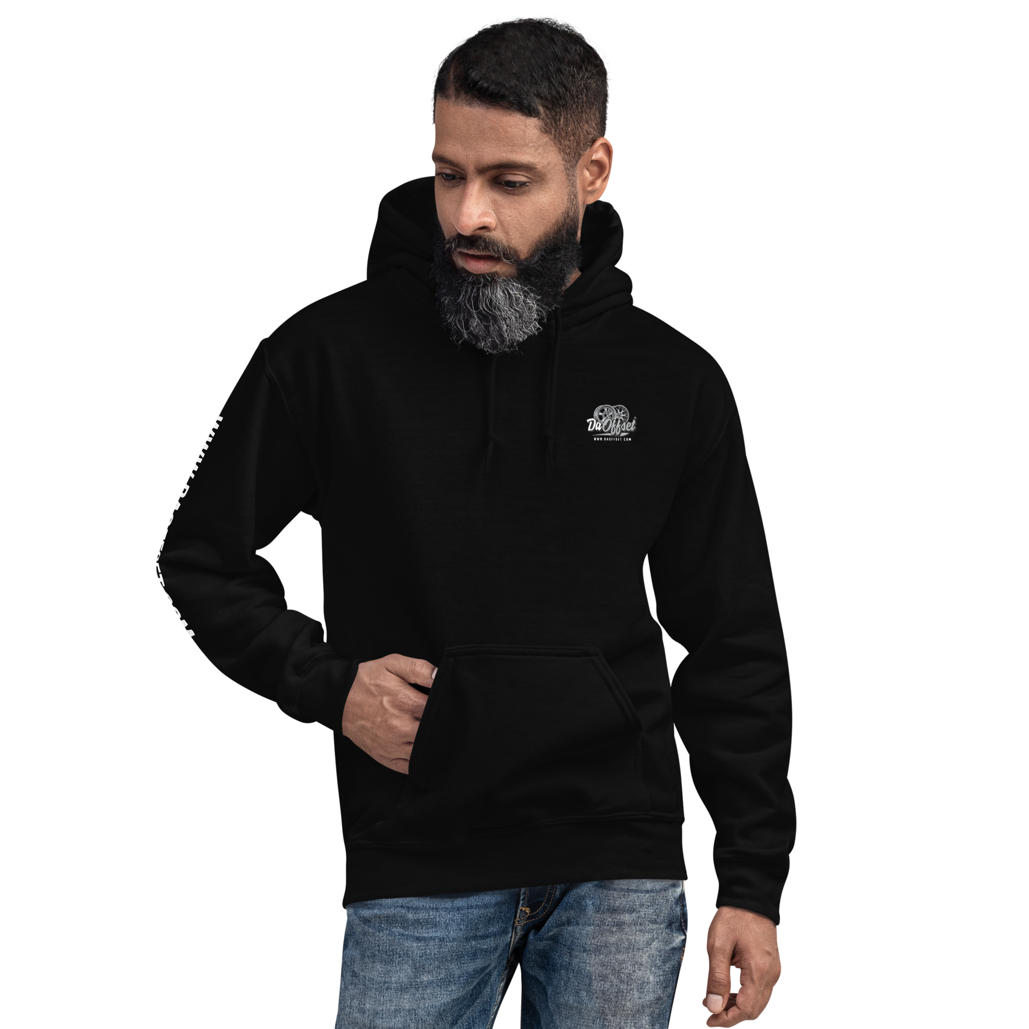 Da Offset unisex heavy blend hoodie in black, front view