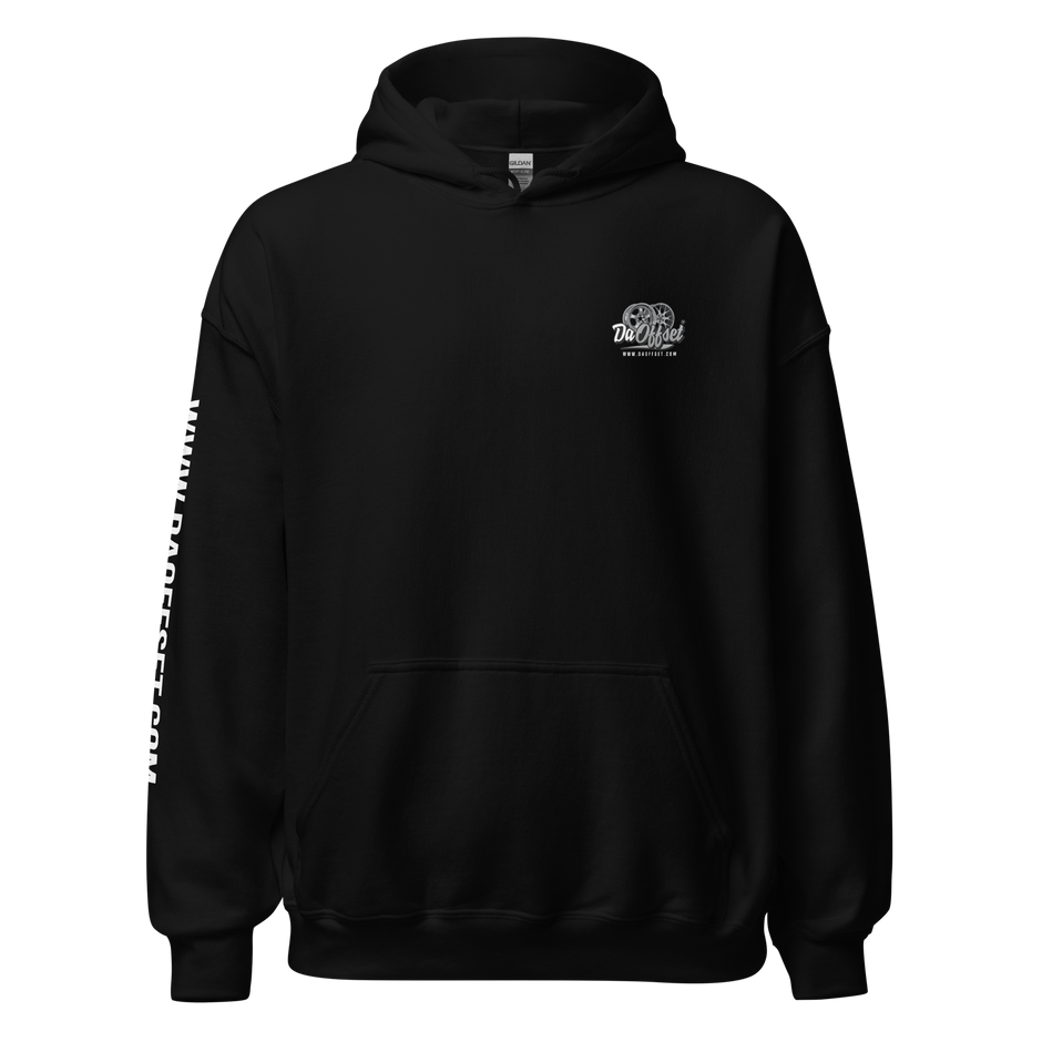 Da Offset unisex heavy blend hoodie in black, front view