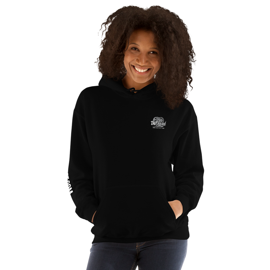 Da Offset unisex heavy blend hoodie in black, front view