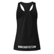 Da Offset women's racerback tank top in black, back view